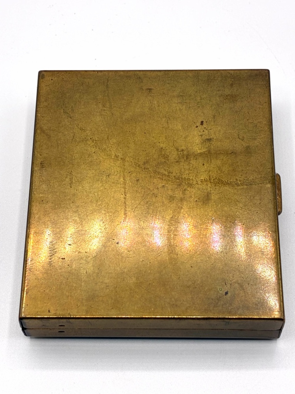 Vintage Mother of Pearl Brass Cigarette Case Compact Art Deco Style - Picture 10 of 11